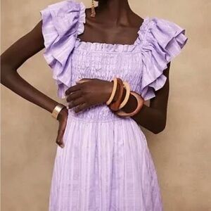 Banana Republic Elegant Lavender Smocked Ruffle Dress Small